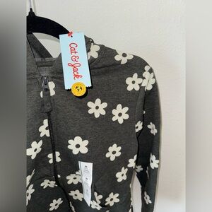 Cat & Jack Charcoal Hoodie with Cream Floral Design Brand New w Tag